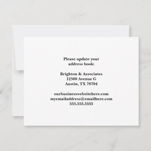 引っ越しましたオフィス事業白黒移転 案内状 (裏面)