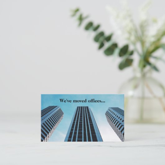 引っ越しましたオフィスSkyline写真の移動 名刺 (スタンド正面)