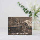 引っ越しましたオールドデクリピットバーンヴィンテージ写真 案内ポストカード (スタンド正面)