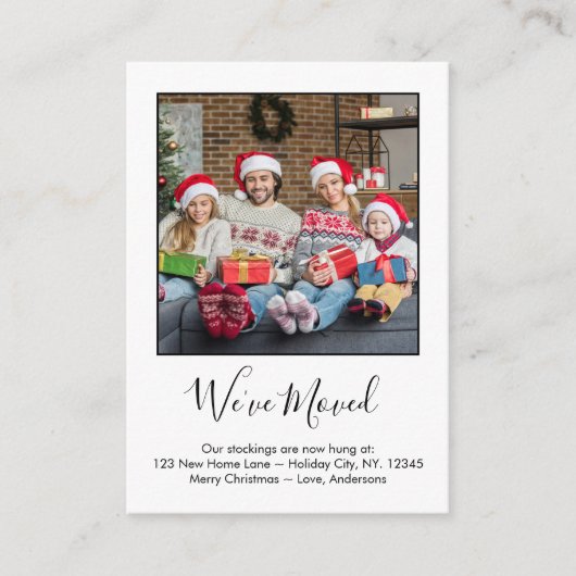 引っ越しましたカスタムフォトニューホームホリデームービング エンクロージャーカード (正面)