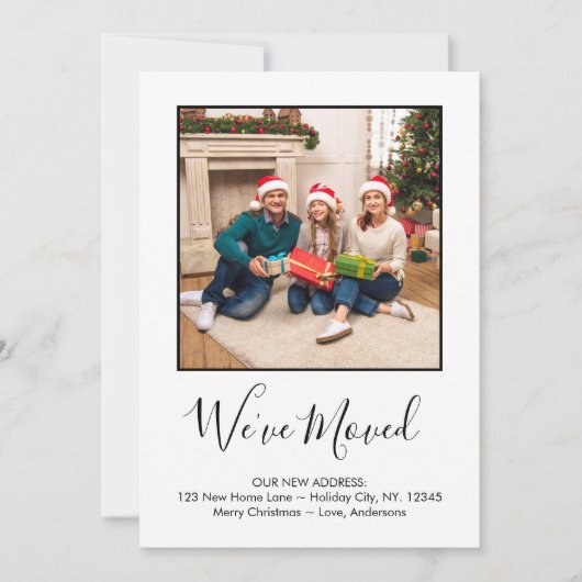 引っ越しましたカスタムフォトレッドプレイドホリデームービング 案内状 (正面)
