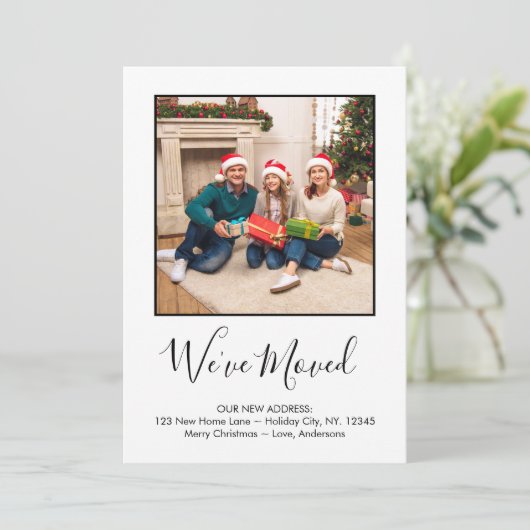 引っ越しましたカスタムフォトレッドプレイドホリデームービング 案内状 (スタンド正面)