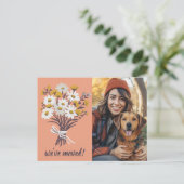 引っ越しましたカスタムフォトワイルドフラワーブーケ ポストカード (スタンド正面)