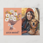 引っ越しましたカスタムフォトワイルドフラワーブーケ ポストカード (正面)