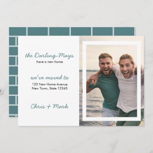 引っ越しましたカスタム写真モダンの新しいアドレス 案内状 (正面/裏面)
