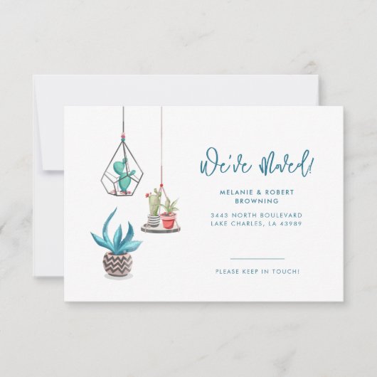 引っ越しましたカップルの動く発表 ノートカード (正面)