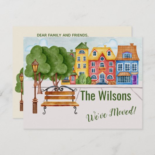 引っ越しましたカラフルの生活の移動 案内状 (正面/裏面)