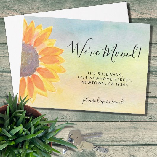 引っ越しましたカラフルひまわり移動告知 案内状