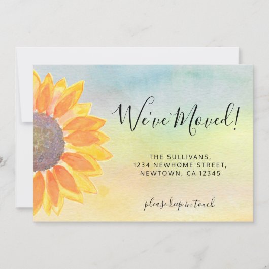 引っ越しましたカラフルひまわり移動告知 案内状 (正面)