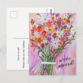 引っ越しましたカラフルデイジーブーケニューホームアドル ポストカード (正面/裏面)