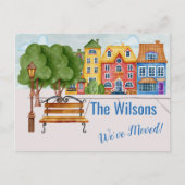 引っ越しましたカラフル市生活予算の引越 案内ポストカード (正面)