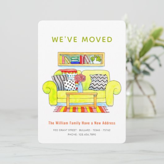 引っ越しましたカラフルL水彩新しいホームアドレス 案内状 (スタンド正面)