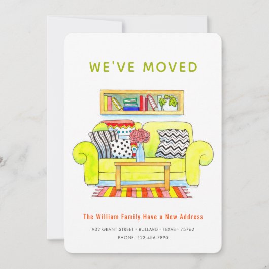 引っ越しましたカラフルL水彩新しいホームアドレス 案内状 (正面)