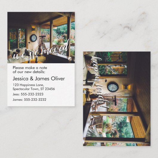 引っ越しましたカード(ホームインテリア写真あり) 名刺 (正面/裏面)