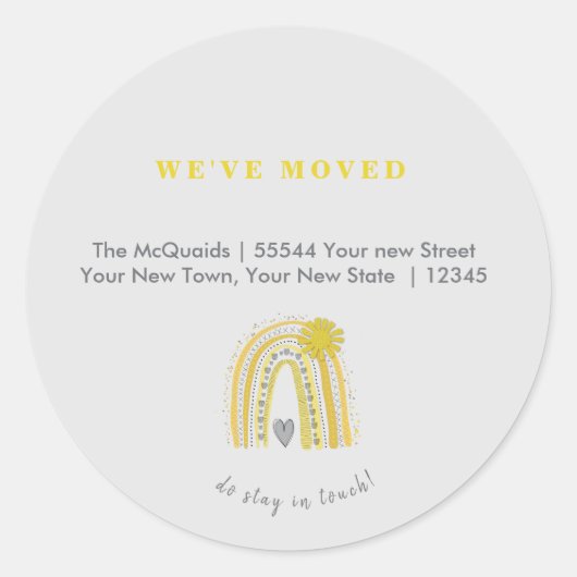 引っ越しましたガーリー発表Boho Rainbow ラウンドシール (正面)