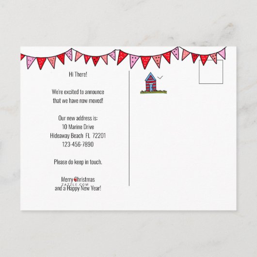 引っ越しましたキュイカスタムビーチハウス 案内ポストカード (裏面)