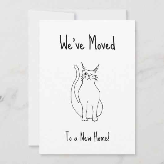 引っ越しましたキュートキャットニューホーム白黒 案内状 (正面)