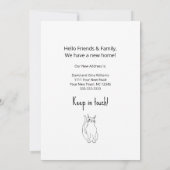 引っ越しましたキュートキャットニューホーム白黒 案内状 (裏面)