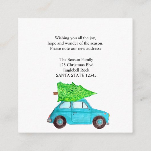 引っ越しましたクラシッククリスマスカー エンクロージャーカード (裏面)