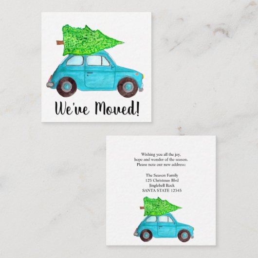 引っ越しましたクラシッククリスマスカー エンクロージャーカード (正面/裏面)