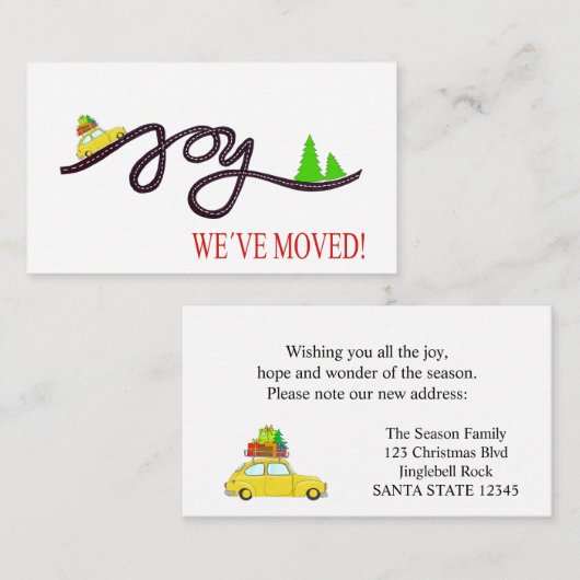 引っ越しましたクラシッククリスマスカー エンクロージャーカード (正面/裏面)