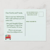 引っ越しましたクラシック魅力的フローラレッドトラック移動 案内ポストカード (裏面)