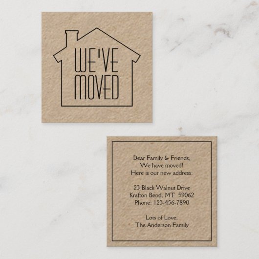 引っ越しましたクラフト新しいアドレス変更エンクロージャ スクエア名刺 (正面/裏面)