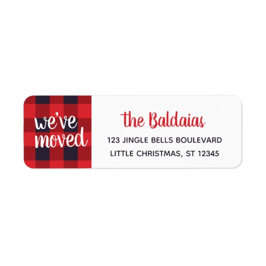 引っ越しましたクリスマスアドレスレッドバッファロープレイド ラベル (正面)
