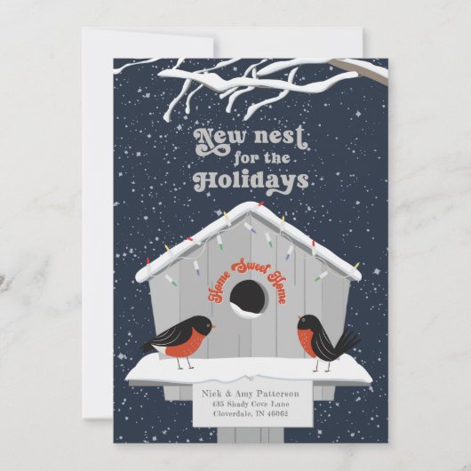 引っ越しましたクリスマスカードネイビー シーズンカード (正面)