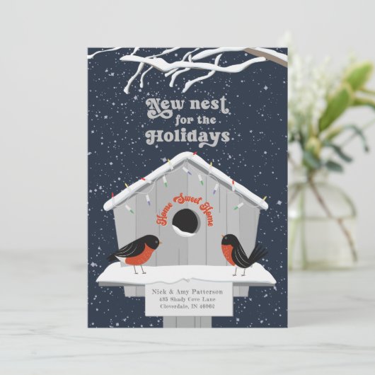 引っ越しましたクリスマスカードネイビー シーズンカード (スタンド正面)