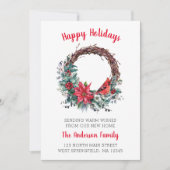 引っ越しましたクリスマスカード(鳥)ショウジョウコウカンチョウリース シーズンカード (正面)