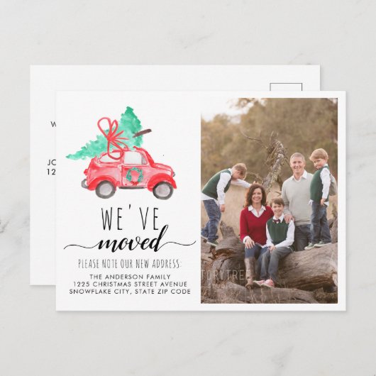 引っ越しましたクリスマスカーフォトホリデームービング 案内ポストカード (正面/裏面)