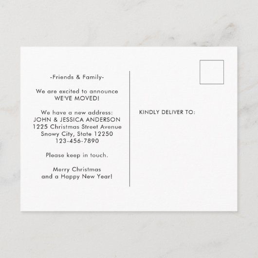 引っ越しましたクリスマスカーフォトホリデームービング 案内ポストカード (裏面)