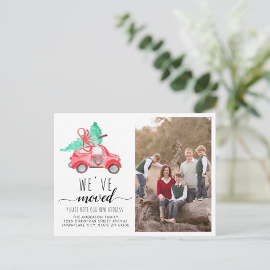 引っ越しましたクリスマスカーフォトホリデームービング 案内ポストカード (スタンド正面)