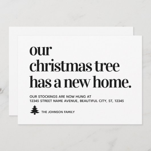 引っ越しましたクリスマスツリーは新しいホームムービングを持っている 案内状 (正面/裏面)