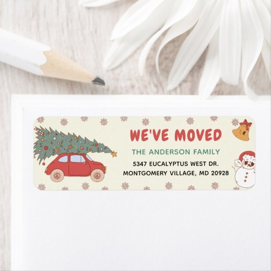 引っ越しましたクリスマスツリーカー差出人住所 ラベル (インサイチュ)