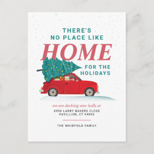 引っ越しましたクリスマスツリーレッドカーホリデームービング シーズンポストカード