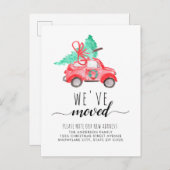 引っ越しましたクリスマスツリーレッドカーホリデームービング 案内ポストカード (正面/裏面)