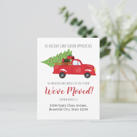 引っ越しましたクリスマストラックギフトホリデームービング 案内ポストカード (スタンド正面)