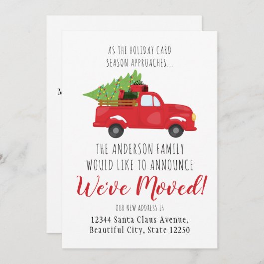 引っ越しましたクリスマストラックツリーホリデームービング 案内状 (正面/裏面)