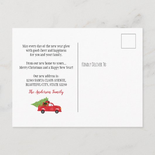 引っ越しましたクリスマストラック写真ホリディムービング 案内ポストカード (裏面)