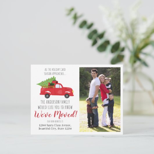 引っ越しましたクリスマストラック写真ホリディムービング 案内ポストカード (スタンド正面)