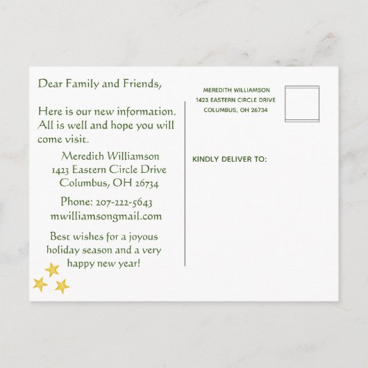 引っ越しましたクリスマスビレッジバジェットハガキ 案内ポストカード (裏面)