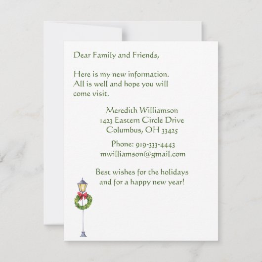 引っ越しましたクリスマスビレッジフラットムーブ 案内状 (裏面)