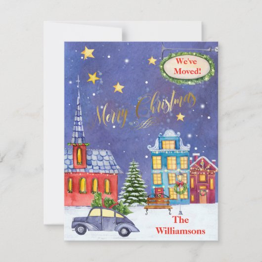 引っ越しましたクリスマスビレッジフラットムーブ 案内状 (正面)