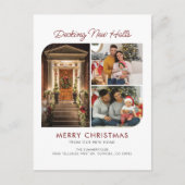 引っ越しましたクリスマスファミリー3枚の写真の移動 案内ポストカード (正面)