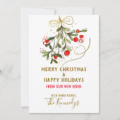 引っ越しましたクリスマスフォトミストレトーホリデーカード 案内状 (正面)