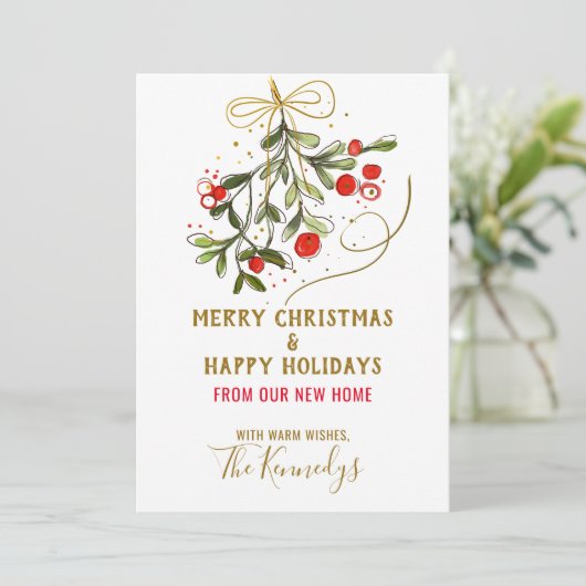 引っ越しましたクリスマスフォトミストレトーホリデーカード 案内状 (スタンド正面)