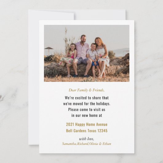 引っ越しましたクリスマスフォトミストレトーホリデーカード 案内状 (裏面)