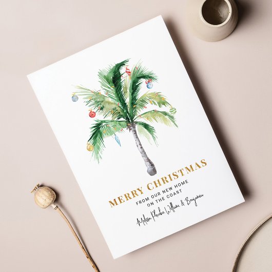 引っ越しましたクリスマスホリデーズパームツリームービング シーズンポストカード